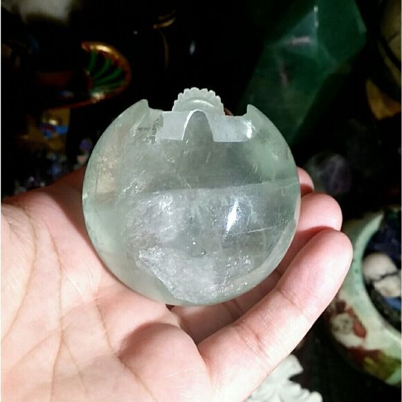 FIRM! 343g Fluorite Skull Sphere with Stand - Picture 4 of 7